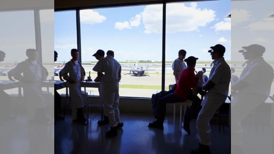 social gathering at flying club