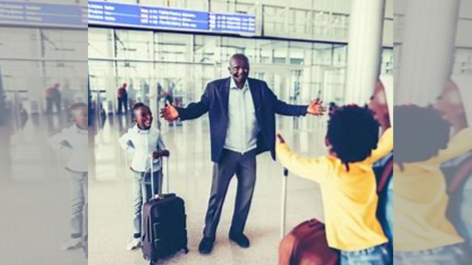 grand parent arrived at airport